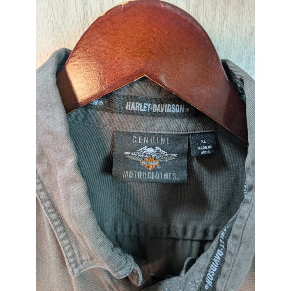 Harley Davidson Work Shirt XL Black Sleeveless Vest Skull Eagle Embroidered - Picture 6 of 8